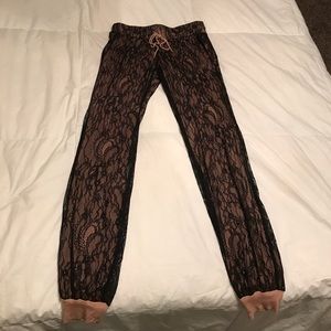 HAUTE HIPPY BLACK LACE JOGGER PANTS