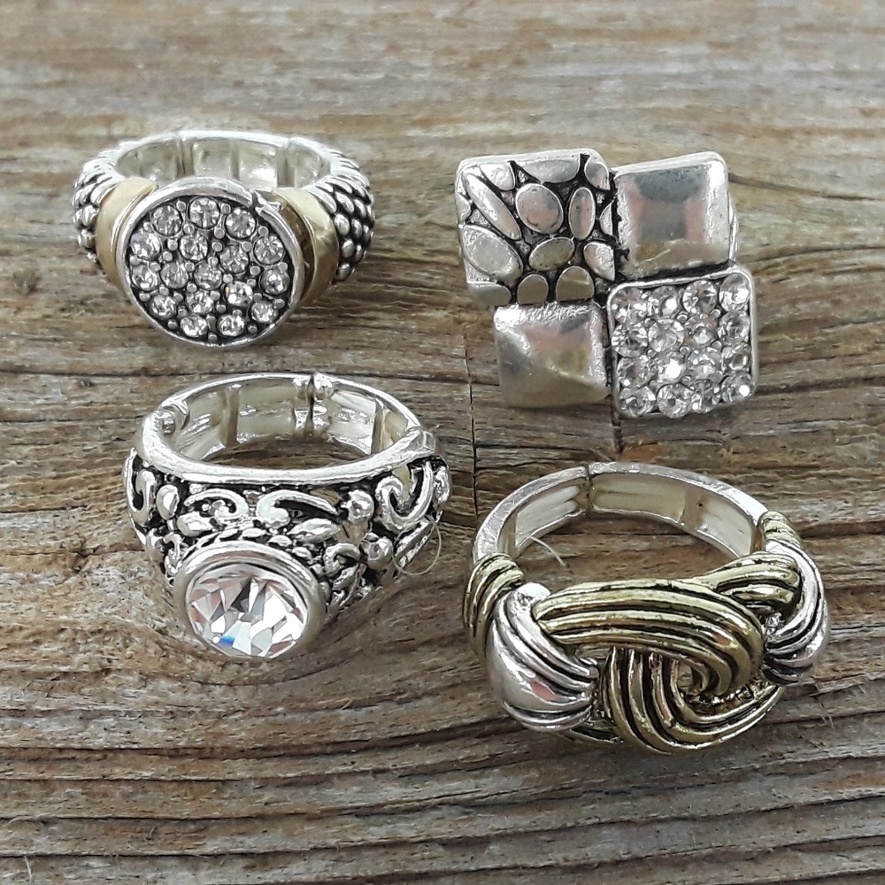 4 very nice stretch rings stocking stuffers NWOT