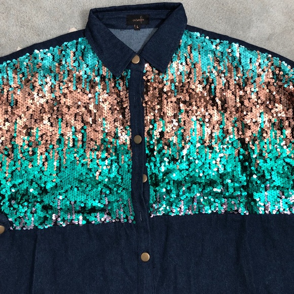Mermaid Sequins Sparkly Denim Jacket - Picture 3 of 3