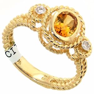 Citrine And Diamond Ring 14k Yellow Gold