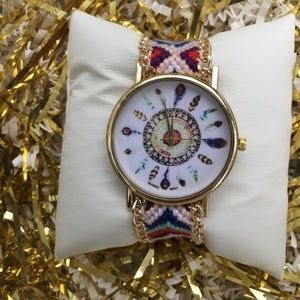 Colorful Hand Watch w/ feathers- Quartz MOVT