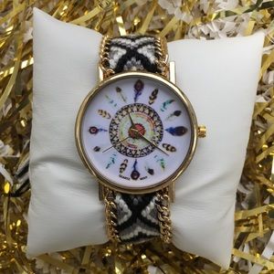 Colorful Hand Watch w/ feathers- Quartz MOVT