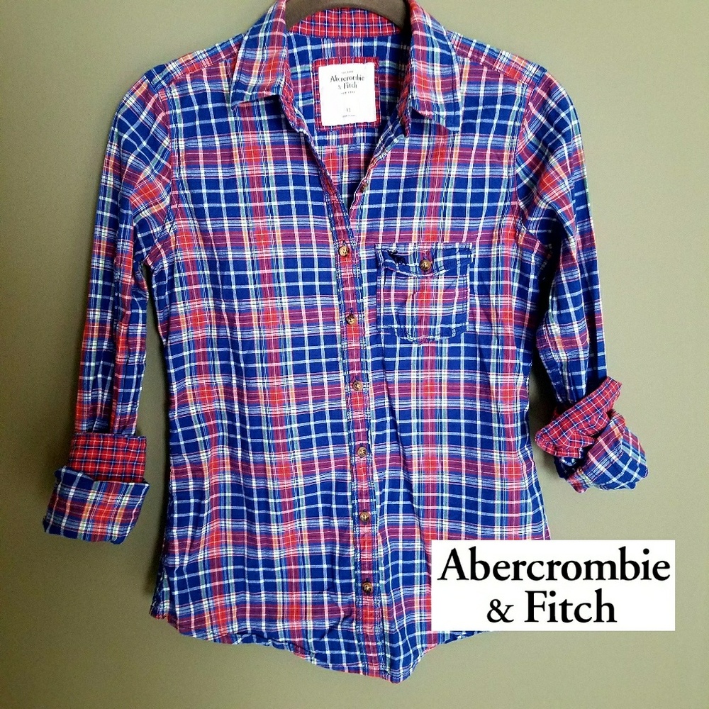 A&F Plaid Collared Button Down Top