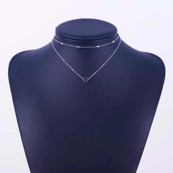 5 for $25 Two Layer Heart Pendant Choker Necklace - Picture 3 of 4