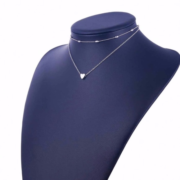 5 for $25 Two Layer Heart Pendant Choker Necklace - Picture 2 of 4