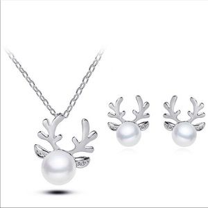 💋 pearl earrings and necklace set