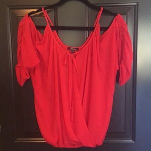 Never warn medium open shoulder blouse.