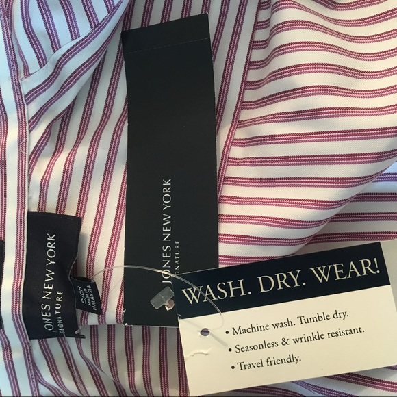 jones ny Purple & white striped classic cotton button down - Picture 6 of 7