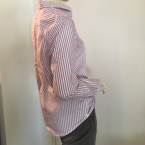 jones ny Purple & white striped classic cotton button down - Picture 5 of 7