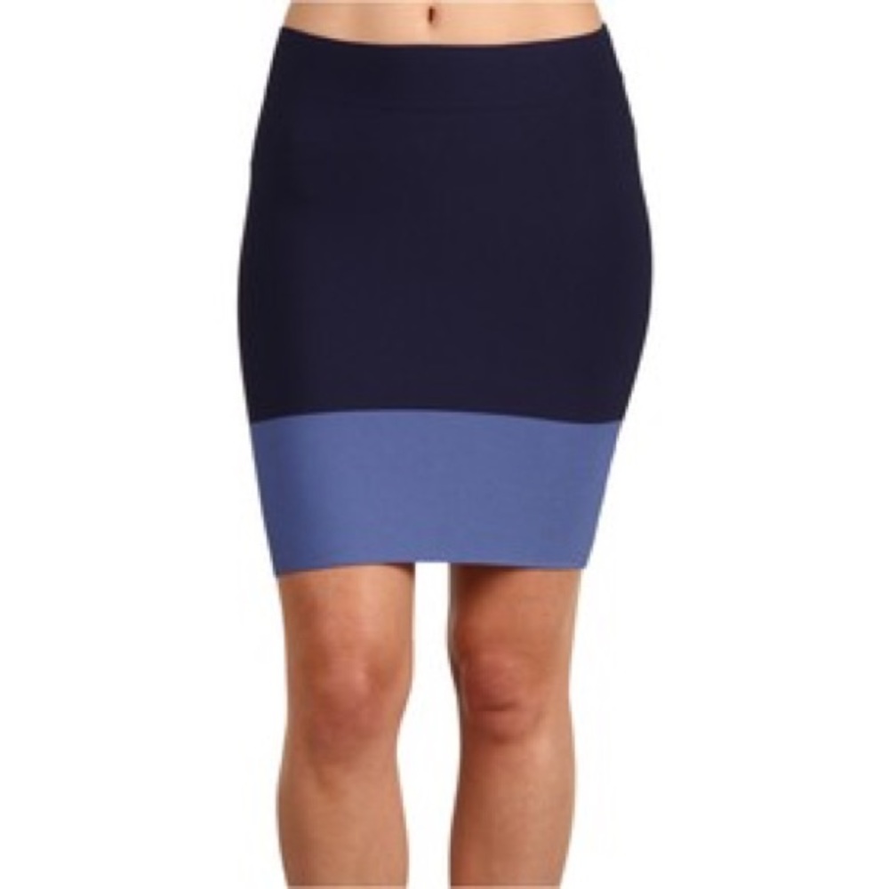 Bcbg Navy Elastic Color-Block Skirt - image 1