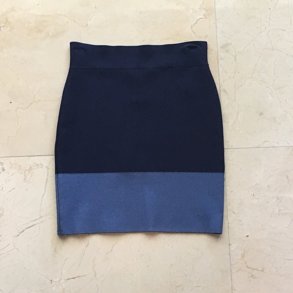 Bcbg Navy Elastic Color-Block Skirt - image 2