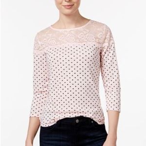Maison Jules pink polka dot top EUC!!
