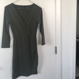 Asymmetrical v-neck body-con dress