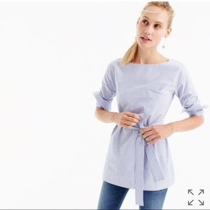 J.Crew striped boatneck tunic with tie