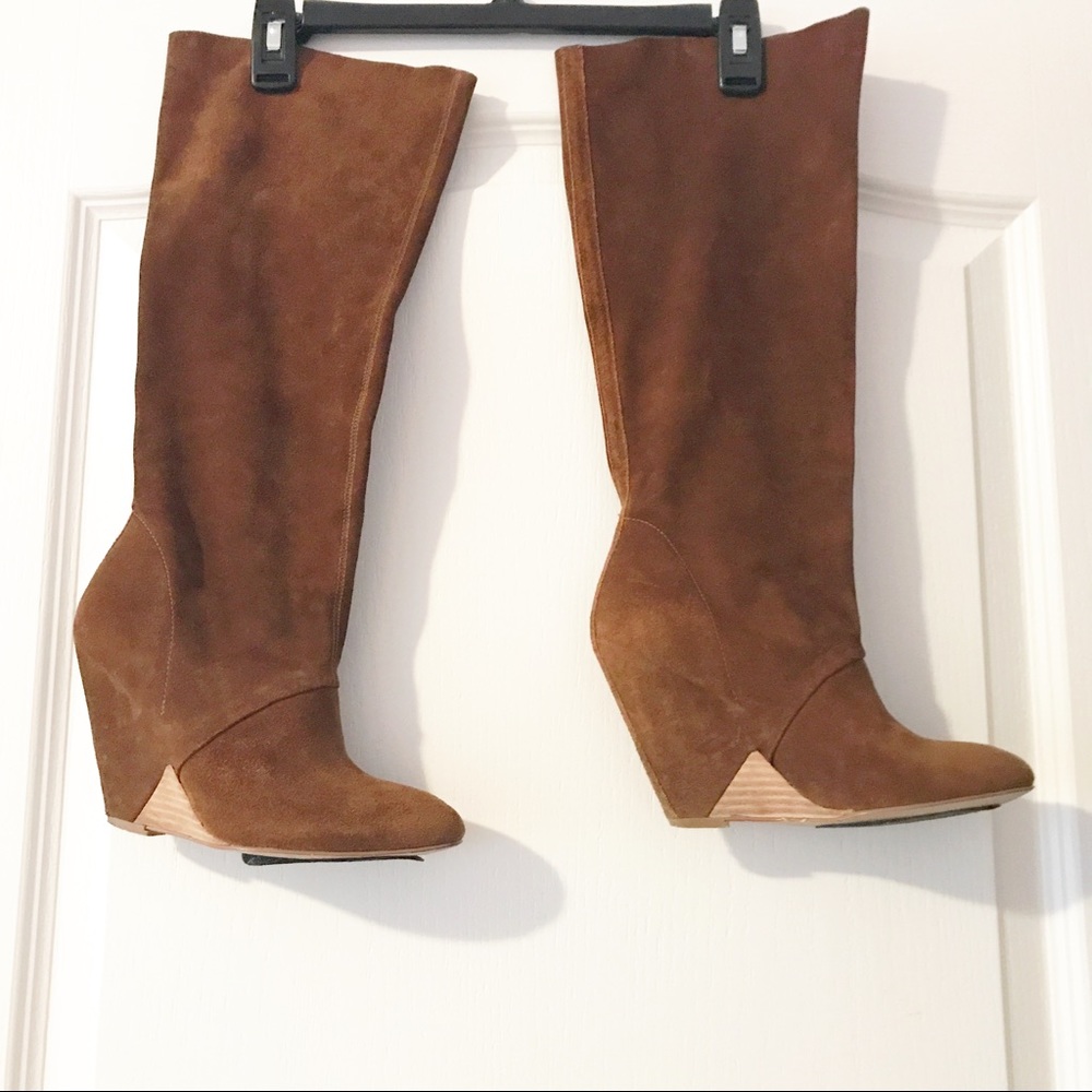 Aldo Camel Color Suede Slouch Wedge Boot