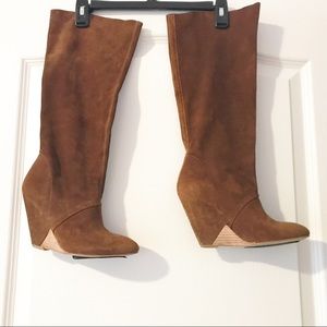 Aldo Camel Color Suede Slouch Wedge Boot