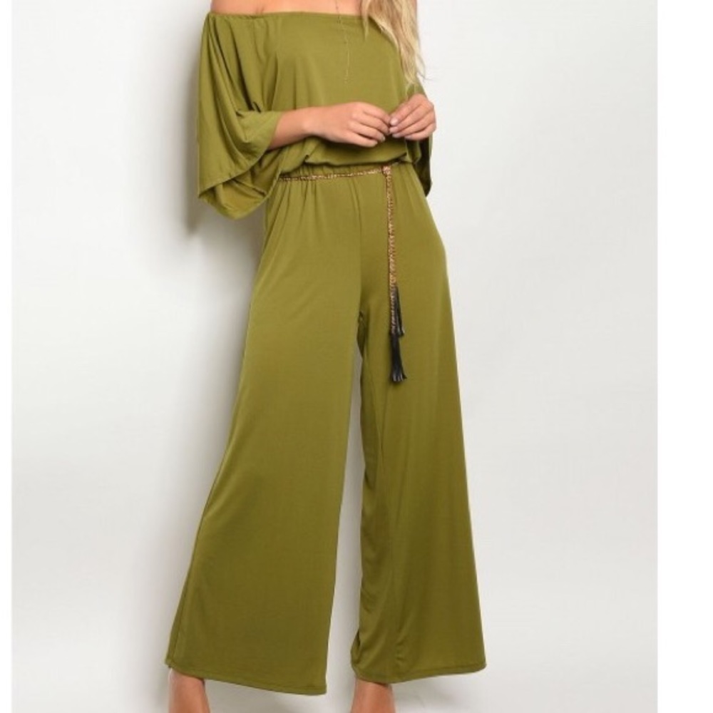 Donna Olive Green Wide Leg Jumper