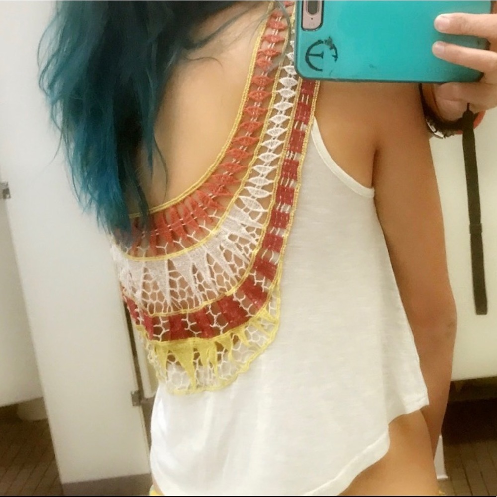 Beige crop top with open back