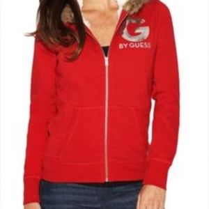 GUESS JACKET FAUX FUR Inside WITH hoodie