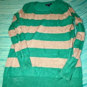 OLD NAVY STRIPED GREEN & TAN LONG SLEEVED SWEATER