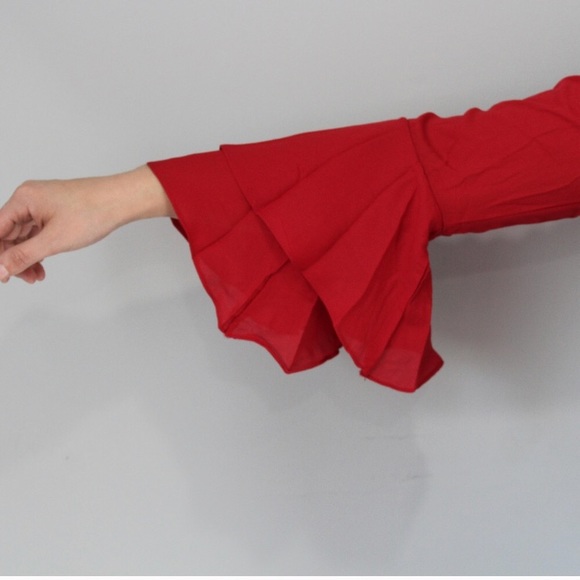 Buenos Aires Red Bell Sleeve Blouse - Picture 2 of 4