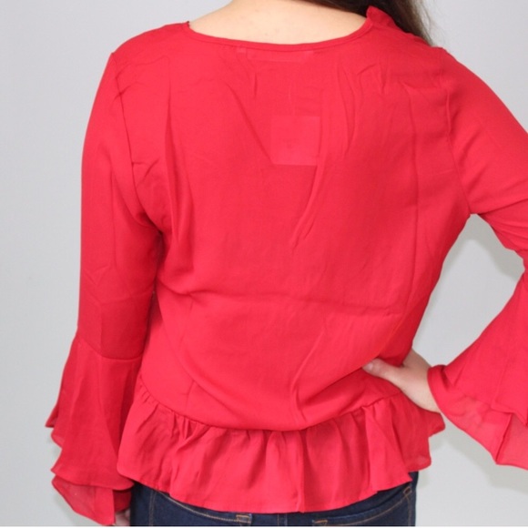 Buenos Aires Red Bell Sleeve Blouse - Picture 4 of 4