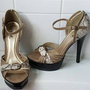 Qupid Snake Print Strappy Heal