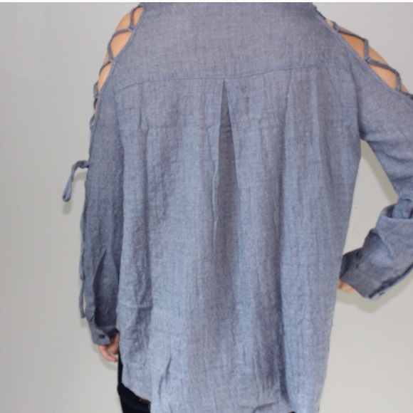 Dixie Chambray Cold Arm Blouse - Picture 3 of 4