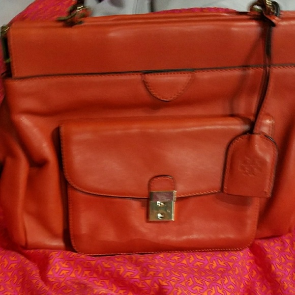 Tory Burch Burnt Orange Leather Top Hndl Priscilla - Picture 7 of 8
