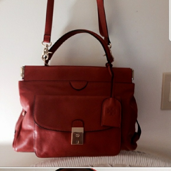 Tory Burch Burnt Orange Leather Top Hndl Priscilla - Picture 2 of 8