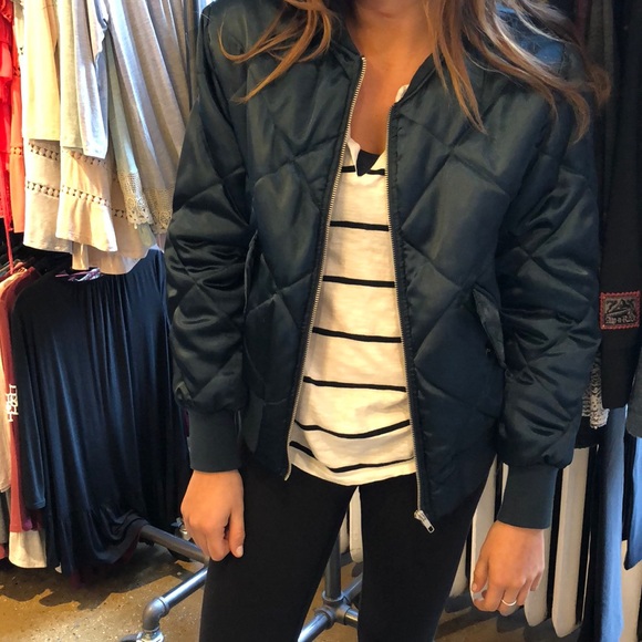 press Jackets & Blazers - Quilted Satin Bomber