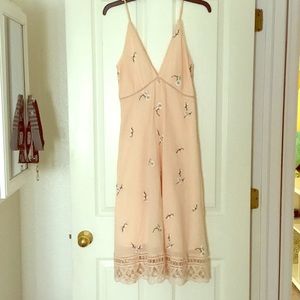 Peach floral Midi Dress