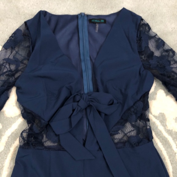 Blair Navy Blue Bow Romper - Picture 3 of 6