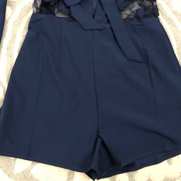 Blair Navy Blue Bow Romper - Picture 4 of 6
