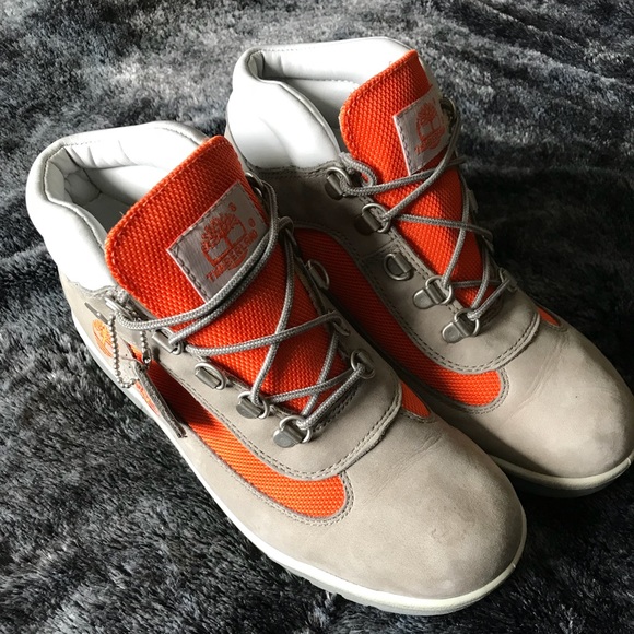 Orange timberland field boots clearance