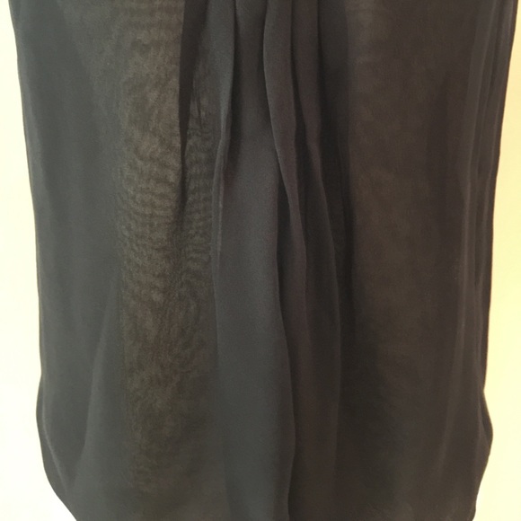 Oscar de la Renta Black Silk Ruffle Front Blouse
