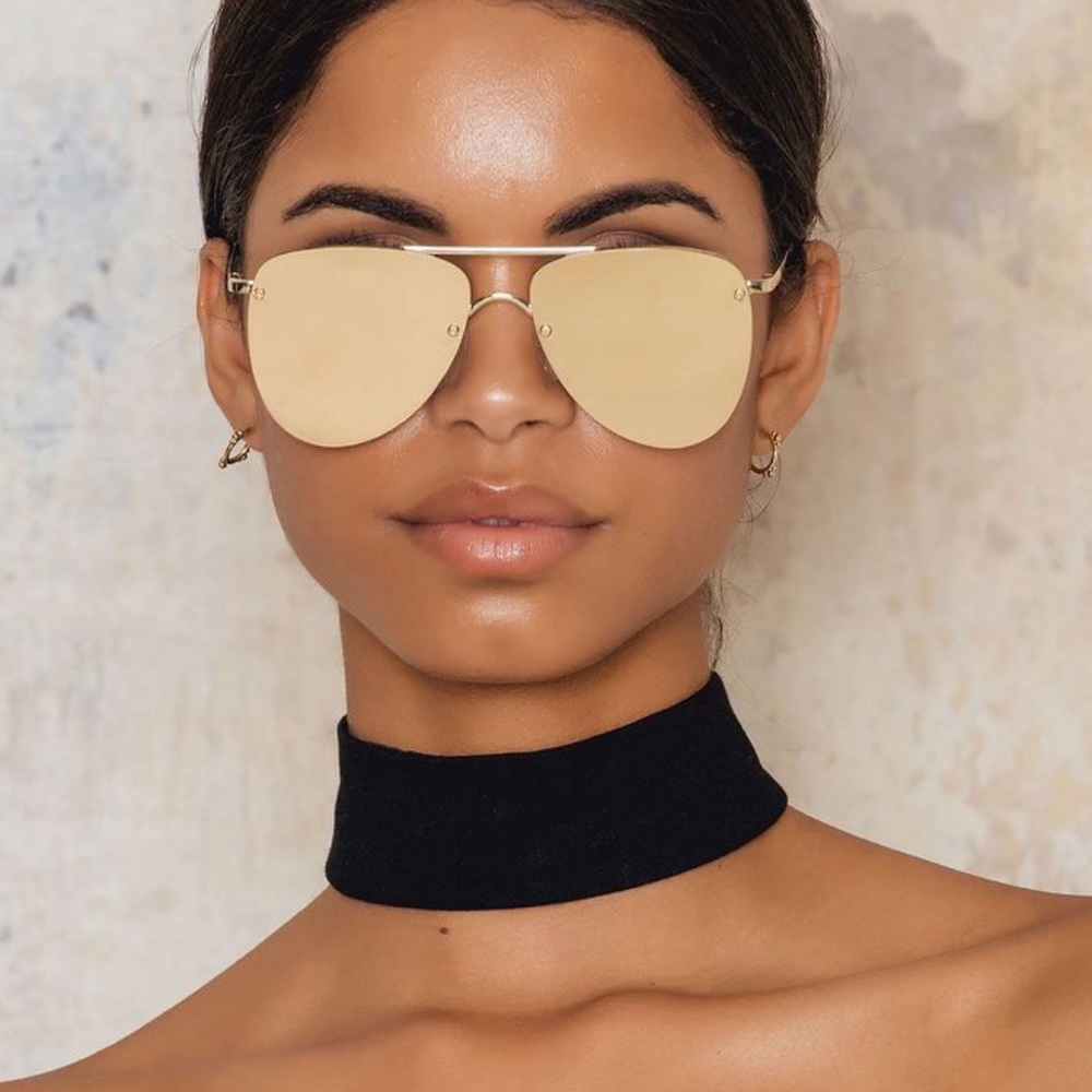 GOLD LE SPECS PRINCE RIMLESS AVIATORS