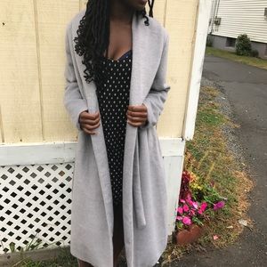 Oversized soft gray duster. Perfect for the cold.