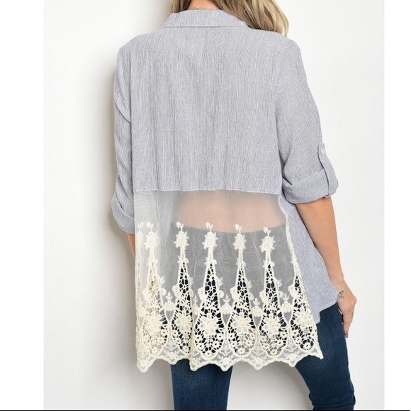Juliet Lace Back Button Up Blouse - Picture 1 of 6