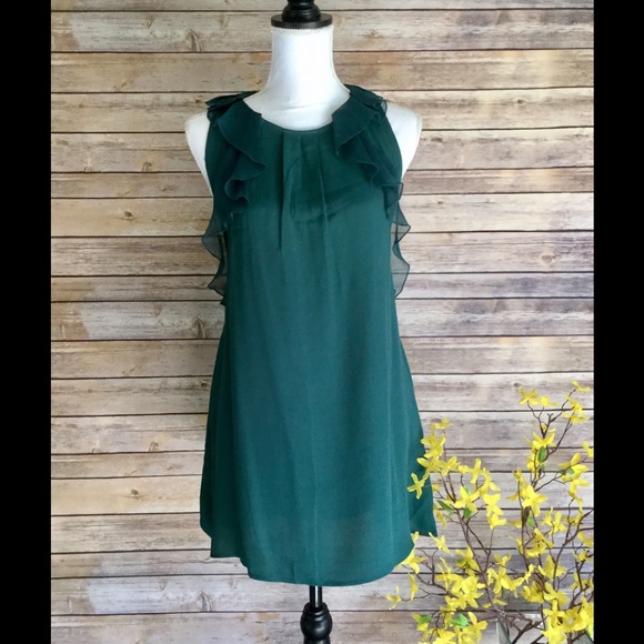 Free People Dresses & Skirts - Free People Emerald Green Ruffle Shift Dress