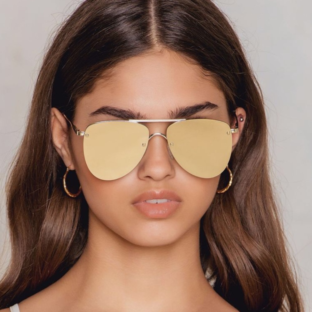 Gold Le Specs Prince Rimless Aviator