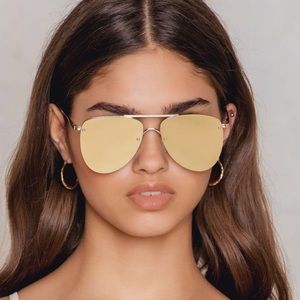 Gold Le Specs Prince Rimless Aviator