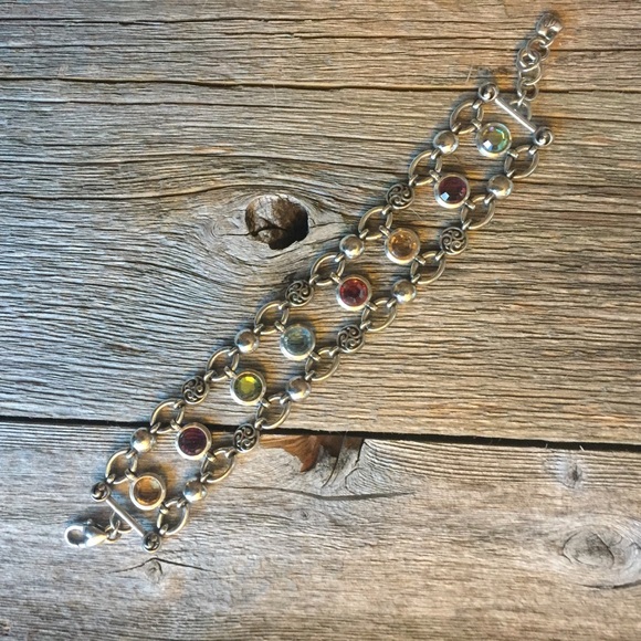Brighton Jewelry - Brighton silver bracelet with colored jewels