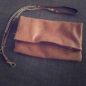 Stella Dot Waverly 3-Way Dove/Brown Lamb Leather