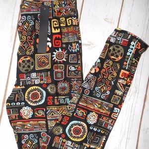 OS Colorful Abstract Soft Leggings NWT