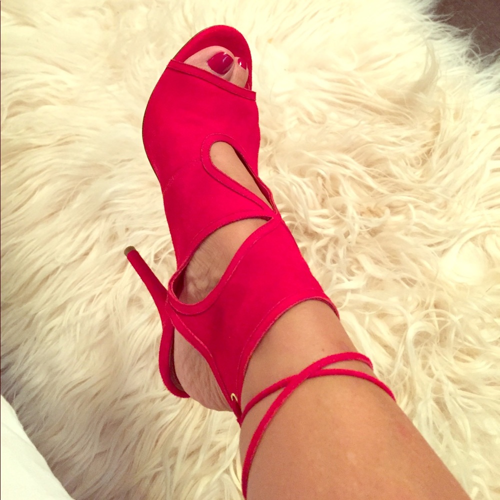 never worn red suede Aquazzura pump