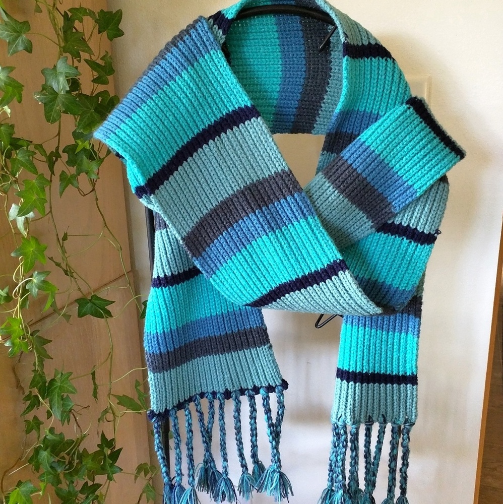 XL Multi-Colored Striped Wooden Ships Scarf