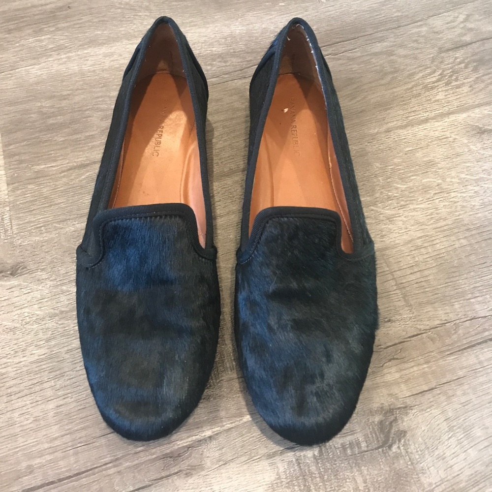Black Pony Fur Flats