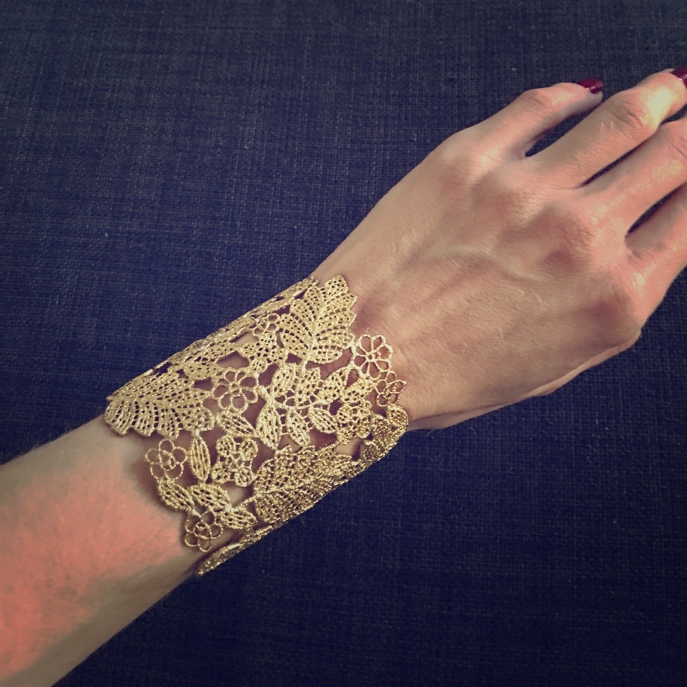 Stella and Dot Chantilly Lace Cuff - Gold Plated