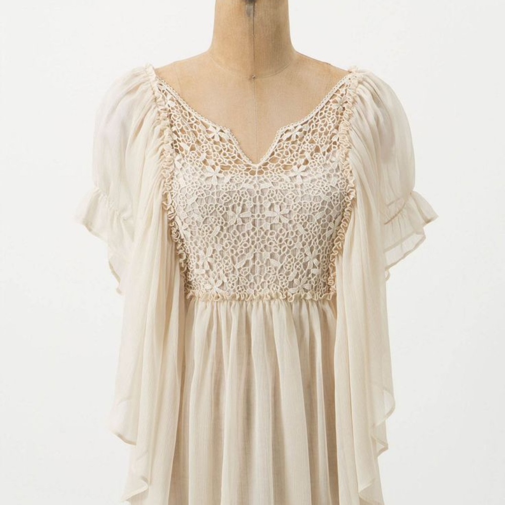 Anthropologie butterfly lace peasant blouse top 4